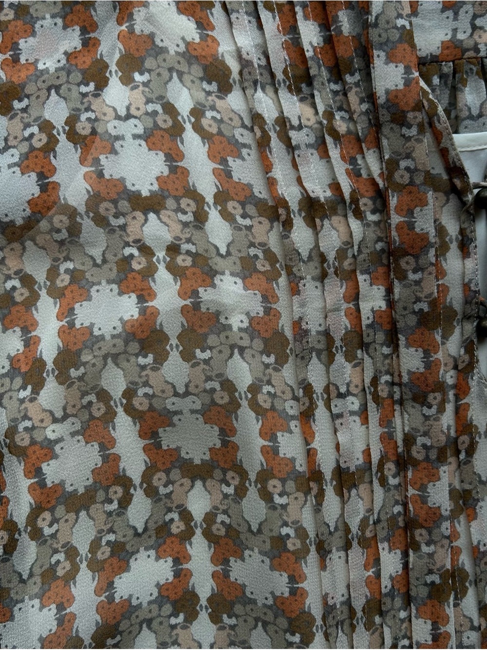 Club Monaco Earthy Geometric Silk Shift Dress Pleated Front Women's 0 (XS/S) - Picture 10 of 10